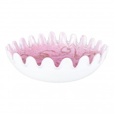 Circular swirled pink Murano glass bowl